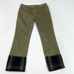 Driftwood Classic Fit Colette Jeans Womens 28 Green Cotton Blend Plaid Trim Crop